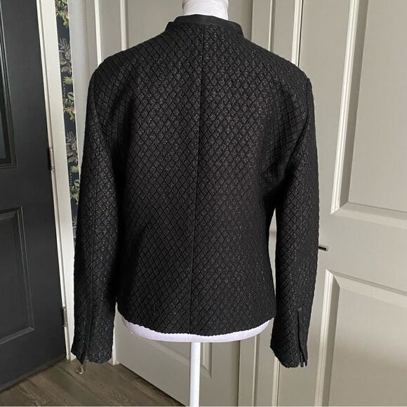Armani Exchange Black Wool Evening Jacket with Silver Metallic Contrast Size L - Picture 6 of 10
